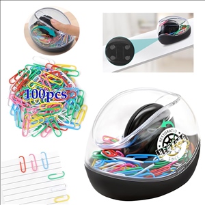 Magnetic Paper Clip Dispenser Stand With 100pcs Paper Clips
